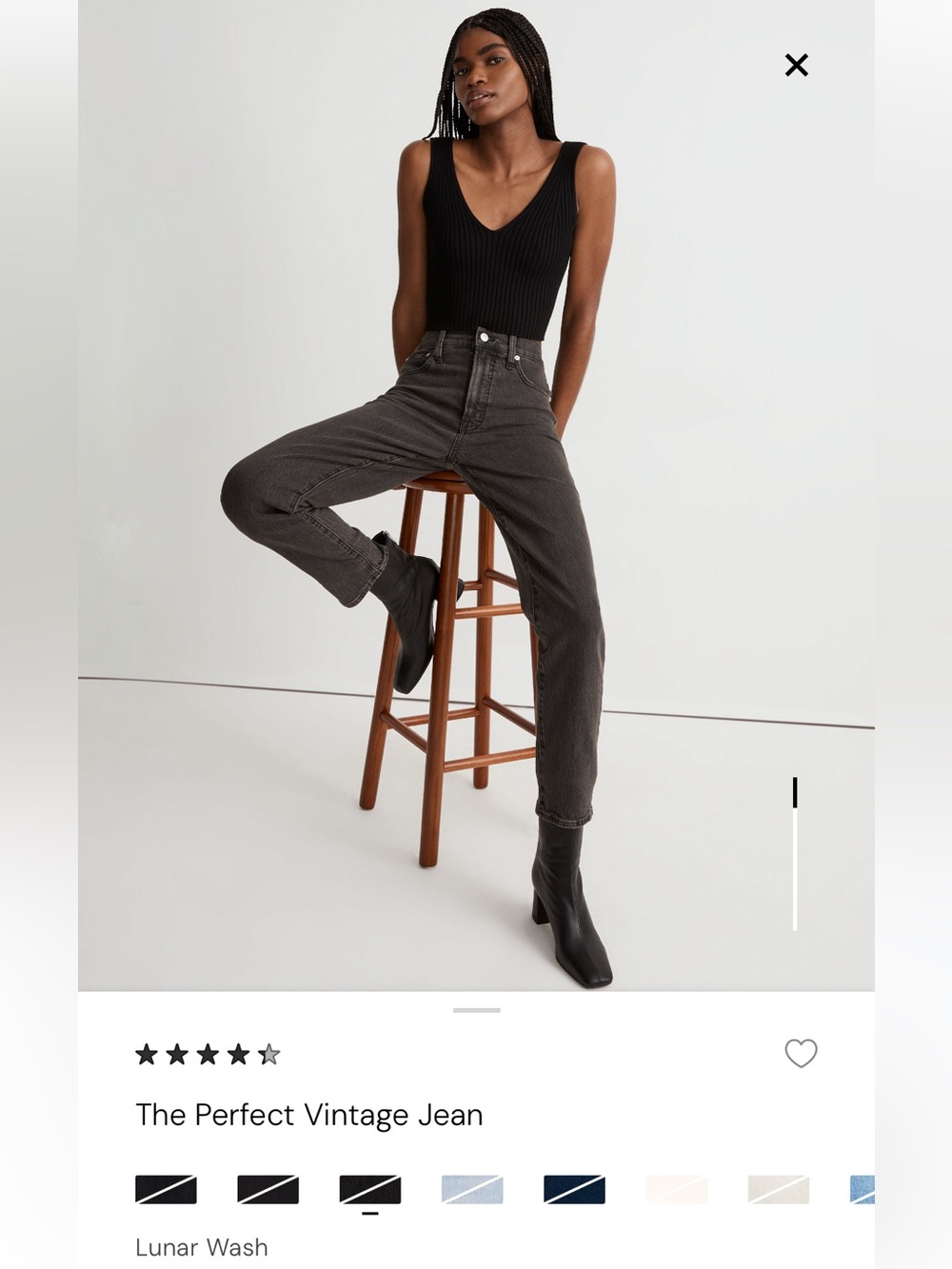 NWT Madewell The Perfect Vintage Jean in Lunar Wash Black Size 27 MD711